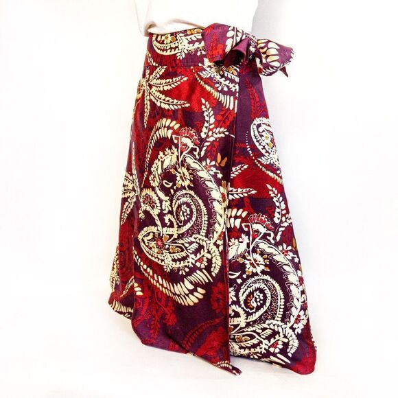 Talbots Silk Batik Print Full Wrap Sarong Skirt Sz 10P - Picture 12 of 12